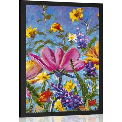 Plakát barevné květiny na louce - 20x30 white