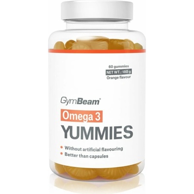 GymBeam Omega 3 Yummies želé cukríky s esenciálnymi mastnými kyselinami príchuť Orange 180 g