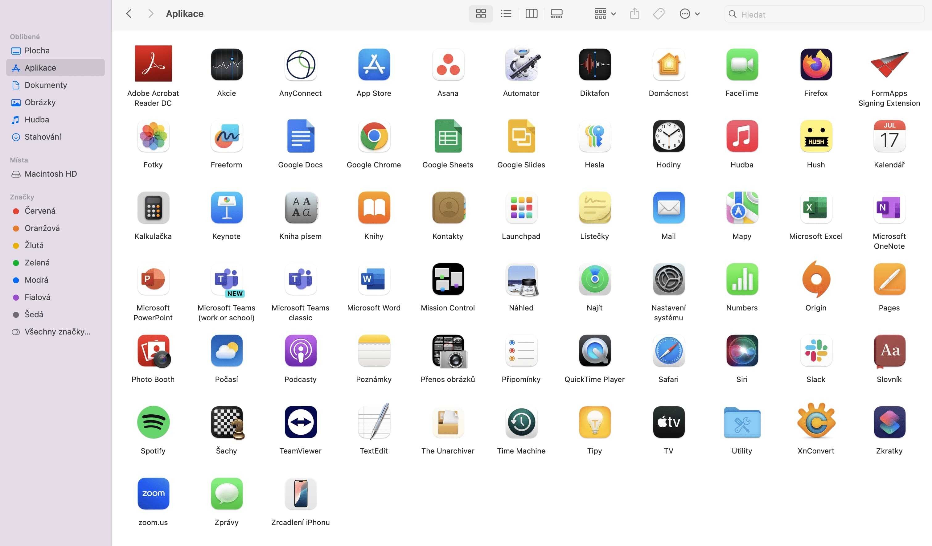 Screenshot Aplikace v macOS