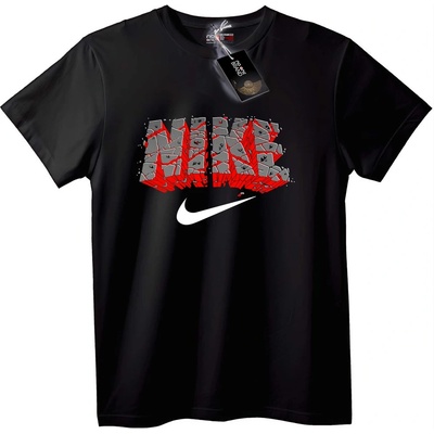 NOONEBRAND Тениска Nike 3D Напукано Лого - 2XL, Black