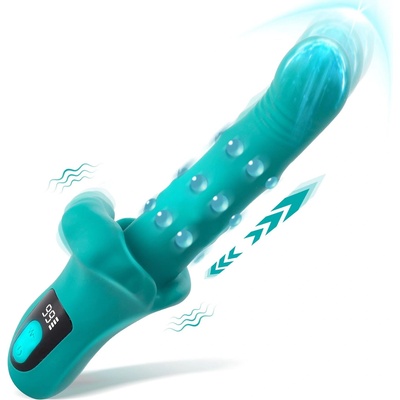 SuperLove Thrusting Stimulating Beads Rabbit Vibrator Teal