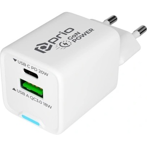 Prio Зарядно / адаптер USB-A / USB-C, GaN, PD, 20 W (ZZ/PD20W-W)