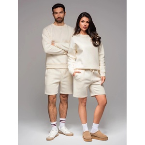 Ombre Clothing УНИСЕКС спортен комплект суитшърт + шорти - кремав V2 Z108 Ombre Clothing Ombre Clothing | Byal Bezhov | МЪЖЕ | XS/S
