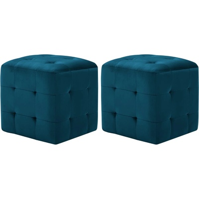 vidaXL Пуфове, 2 бр, сини, 30x30x30 см, кадифен текстил (278384)