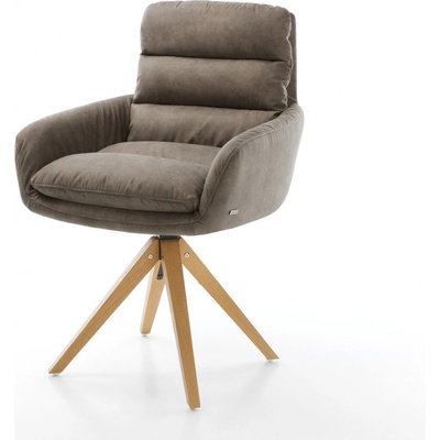 Delife Abelia-Flex s područkami mikrovlákno taupe vintage dřevěná podnož hranatá přírodní
