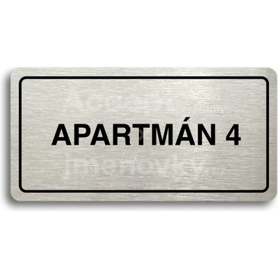 ACCEPT Piktogram APARTMÁN 4 - stříbrná tabulka - černý tisk