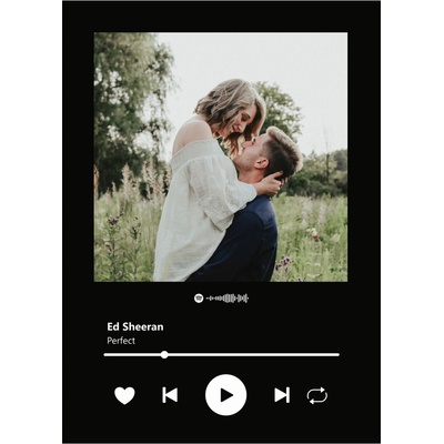 Jen tak z lásky Plakát Vaše písnička s fotkou Rozměr plakátu: 30 x 40 cm, Barevná varianta: Černá, Kód k přehrání hudby: Spotify Premium kód