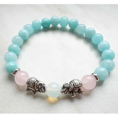 Blingstar náramek Slon AquamarineRose pro štěstí 2338