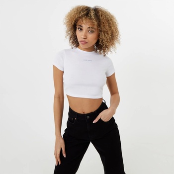Jack Wills Cropped Baby Tee - White/Soft Blue