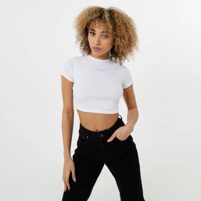 Jack Wills Cropped Baby Tee - White/Soft Blue