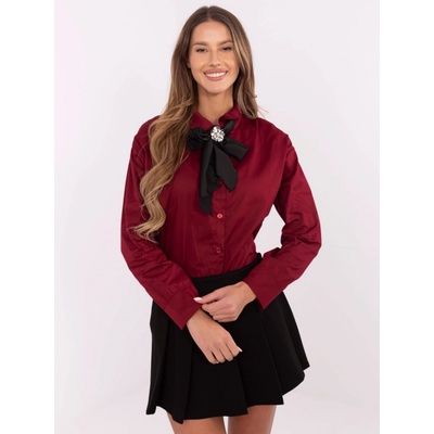 Italy Moda Vínová dámská elegantní košile s ozdobným šátkem dhj-ks-9236.92p-bordo