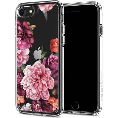 Spigen Ciel Rose Floral Case - дизайнерски удароустойчив кейс за iPhone SE (2020), iPhone 8, iPhone 7 (прозрачен)
