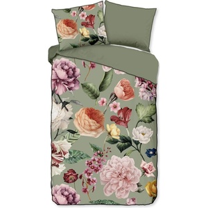 Descanso Зелено единично удължено спално бельо от памучен сатен 140x220 cm Fiori - Descanso (30228.44.01)