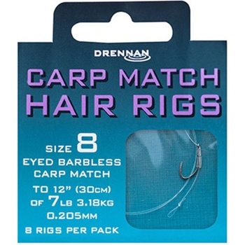Drennan nadväzce Carp Match Hair Rigs Barbless 18 4 lb