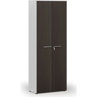 Primo Kancelárska skriňa s dverami WHITE, 2128 x 800 x 420 mm, biela/wenge