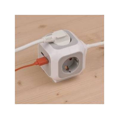 brennenstuhl ALEA-Power 4-fach Steckdosenwürfel (hellgrau/weiß, 1, 4 Meter, 2x USB-A)
