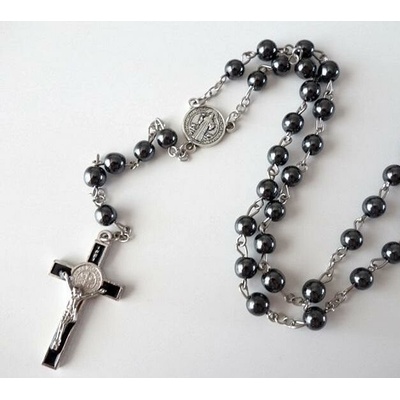 Blingstar Růženec přívěsek Kříž Ježíš Hematit 1344 křížek