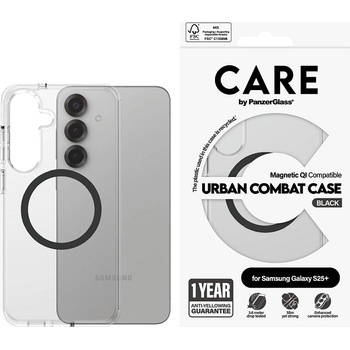 Panzer Калъф CARE - Urban Combat, Galaxy S25 Plus, Black Qi, прозрачен (5715685016912)