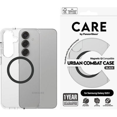 Panzer Калъф CARE - Urban Combat, Galaxy S25 Plus, Black Qi, прозрачен (5715685016912)