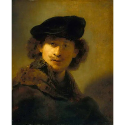 Obrazy - Rembrandt, van Rijn: Autoportrét se sametovým baretem - reprodukce obrazu
