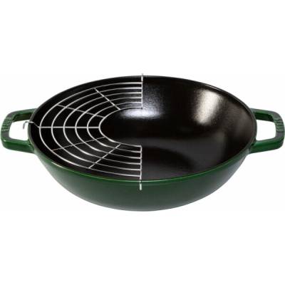 Staub Wok 30 cm mit Deckel Gusseisen, Basilikum-grün