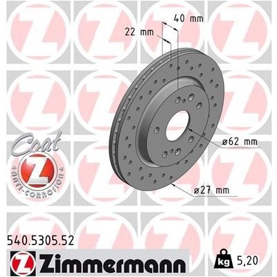 Brzdový kotúč (cena za 1ks) ZIMMERMANN 540.5305.52