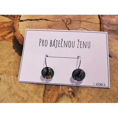 Laboka visací náušnice skleněné Kůň 0001286