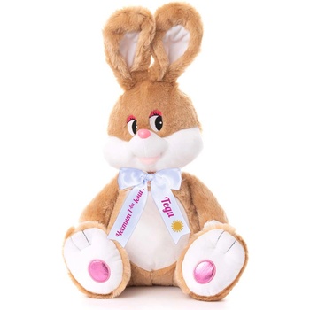 Плюшено зайче с надписана панделка, кафяво, 45 см (46520Н)