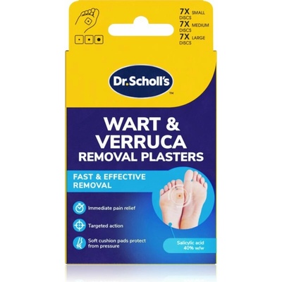 Scholl Dr. Scholl's Wart & Verruca Plaster sada náplastí pro zmírnění tlaku vyvíjeného na bradavice a mozoly 3x7 ks