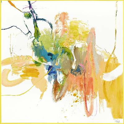 Obraz s ručne maľovanými prvkami 102x102 cm Confidential Yellow – Malerifabrikken
