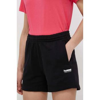 Hummel Памучен къс панталон Hummel hmlLGC SHAI SHORTS в черно с изчистен дизайн със стандартна талия (219220)