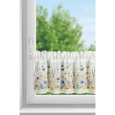 EUROFIRANY KRÁTKÁ ZÁCLONA NA PÁSKÉ ROZALÍ 150X30 CM KVĚTY