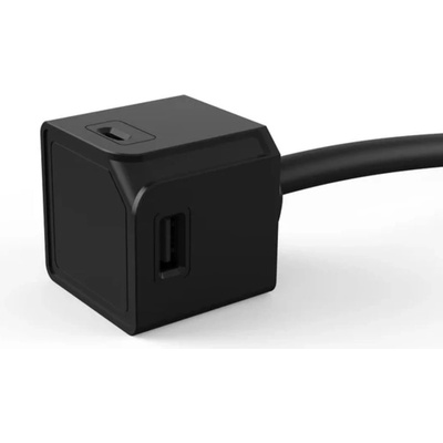 DesignNest USBcube Extended 10896BK USB разклонител, 4 гнезда, USB A+C, 3м кабел, черен (10896BK-EUACMC)