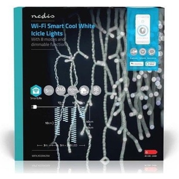 Nedis SmartLife LED Wi-Fi Studená Biela 240 LED 5 m Android IOS WIFILXC03W250
