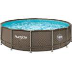 FunSicle P9Q01442B0GS Басейн Oasis метална рамка кръг РАТАН 4.27x1.07 m със скимер филтър и стълба (P9Q01442B0GS)
