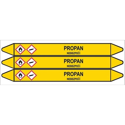 Značení potrubí, propan,3 ks, 355 × 37 mm PZ 007753