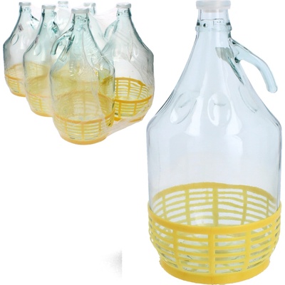 Demižon holý skleněný 5L ucho, plast koš, patentní uzávěr DAMA