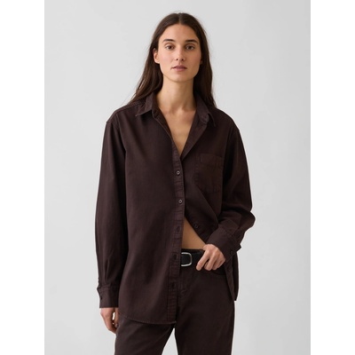 Gap lanová oversize košeľa Big Shirt hnedá