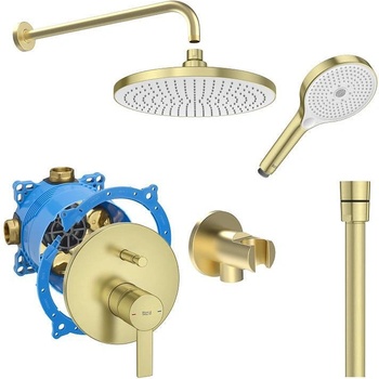 Roca Комплект за вграждане Targa с кръгла душ глава, ф 230 златист A5A0B5FVA0 + A525869403 + A5B5250VA0 + A5B2118VA0 + A5B0250VA0 + A5B8114VA0 + A5B1803VA0 (173401)