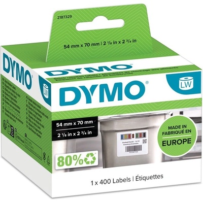 Dymo 2187329, 54 mm x 70mm, 400ks, bílé kontrolní potravinové štítky snímatelné