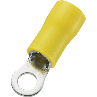 TRU COMPONENTS 746628 guľaté káblové oko Prierez=6 mm² Ø otvoru=4.3 mm čiastočne izolované žltá 50 ks
