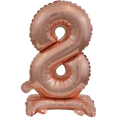 Balónek fóliový číslo 8 volně stojící růžovo zlatý 38 cm