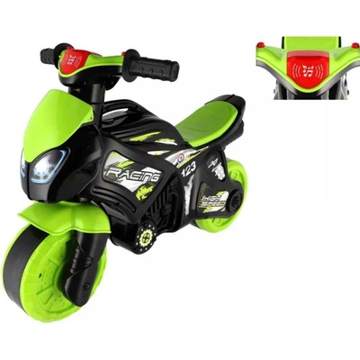 Teddies motorka zeleno-černá plast na baterie se světlem se zvukem v sáčku 36x53x74cm