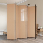 vidaXL Делител за стая с 6 панела Бежово 300 x 220 cm Текстил (42039214)