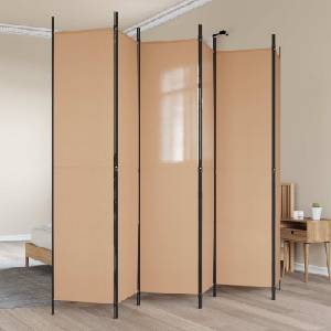 vidaXL Делител за стая с 6 панела Бежово 300 x 220 cm Текстил (42039214)