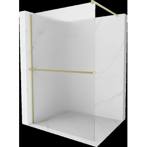 Mexen Kioto+ душ параван с рафт Walk-in 70 x 200 см, орнамент, златиста четкана - 800-070-121-55-09 (800-070-121-55-09)
