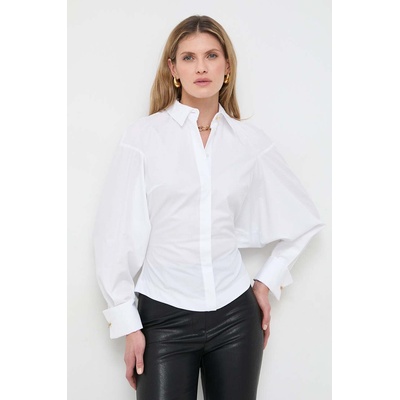 Elisabetta Franchi Памучна риза Elisabetta Franchi дамска в бяло със стандартна кройка с класическа яка CA01741E2 (CA01741E2)