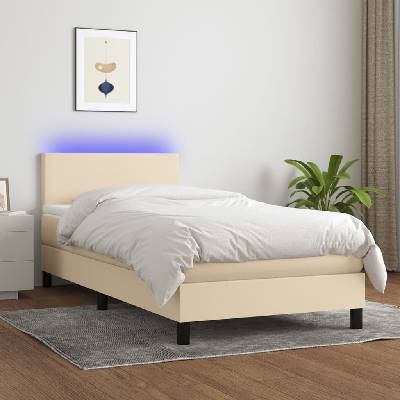 vidaXL 3132955 Boxspring postel s matrací a LED textil / barva krémová