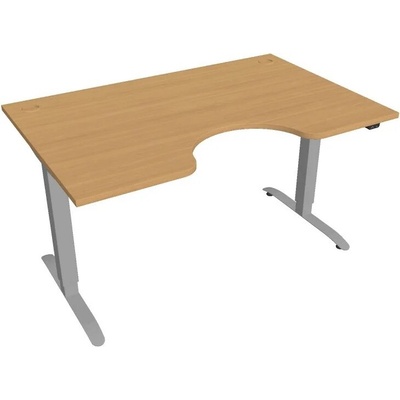 Hobis Office Pro psací stůl Motion MS ERGO 2 Šířka: 140 cm, Barva desky: buk, Barva kovu: šedá RAL 9006 Šířka 120-180 cm / 27 barevných variant
