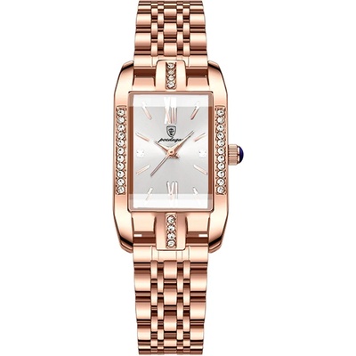 Poedagar Дамски часовник Poedagar CS1514, неръждаема стомана, розово злато, бял циферблат (CS1514)